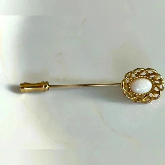 3/$25 Vintage Empress Genuine Opal Stick Pin Brooch Gold Tone - Picture 1 of 4